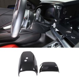 Car Steering Wheel Base Upper Decor Cover Trim for C8 Corvette Stingray Z06 2020-2024, Car Interior Decoration Accessories (Carbon Fiber Pattern)