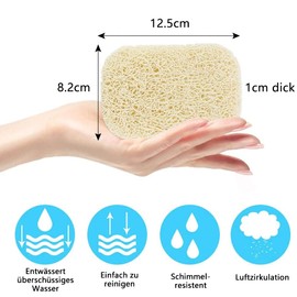 Voarge 10 Stück Natur Luffa Schwamm 8 * 13cm Luffa Schwamme, Seifenschale Seifenhalter Zubehör für Dusche/Bad/Küche/Arbeitsplatte (Beige)