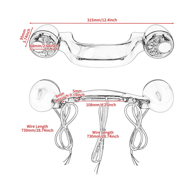 Bullet Rear Brake Light Bar with Turn Signals Smoke Lens