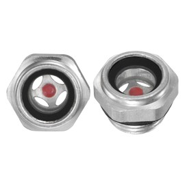 M METERXITY 2-Pack Air Compressor Oil Sight Glass, G3/8 Toughened Glass No Leak Hex Oil Liquid Level Gauge Fittings W O-Ring for Air Compressor/Pump/Tank Sight Plug Window