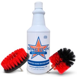 BRING IT ON! CLEANER Hard Water Spot Remover Plus 2 Drill Brush Attachments | Clean Tile and Grout | Shower Doors Cleaner | Scrub Off Mold and Mildew With Ease
