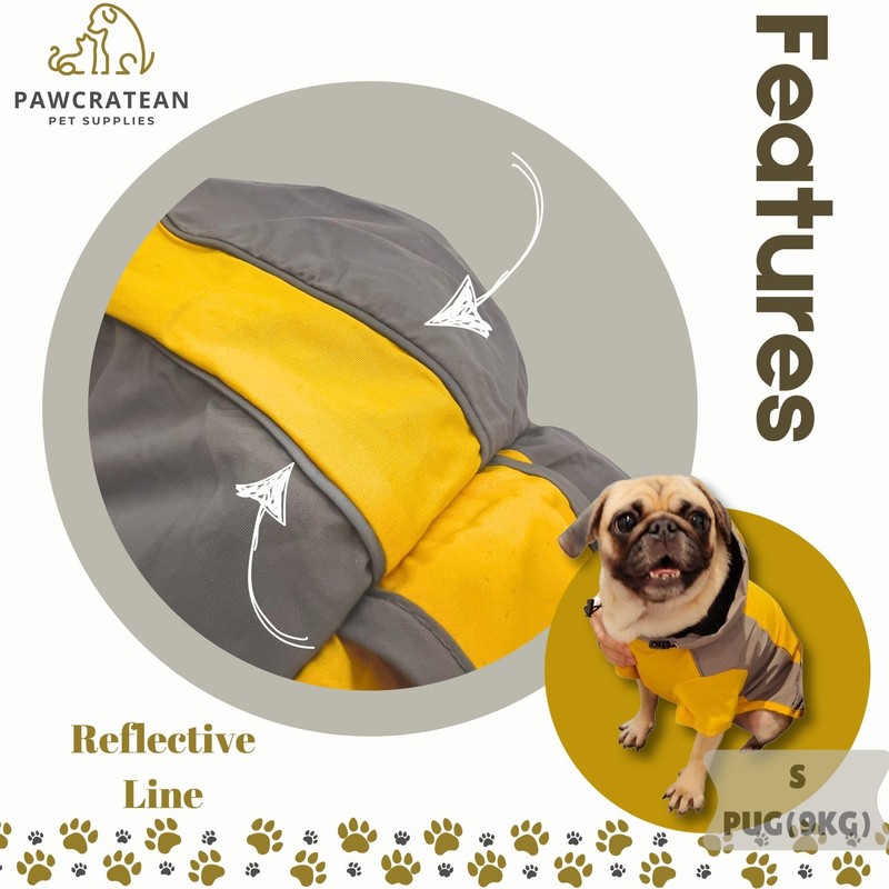 Pawcratean Dog Raincoat, Water Resistant, Adjustable, Cool Design (Yellow, Large)