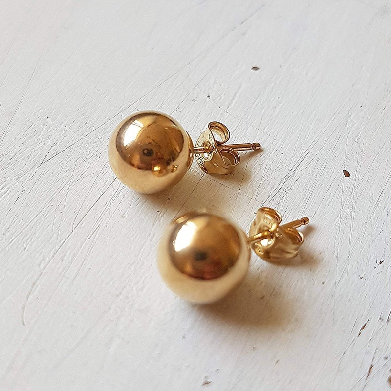 Classic 14k Yellow Gold Filled Ball Stud Earrings Round size