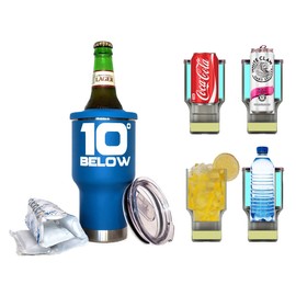 SKADI 10 Below Freezable 22 oz Tumbler/Can and Bottle Cooler w/ThermPak - Cools To Zero And Below! 5 in 1 Design - Ice Blue