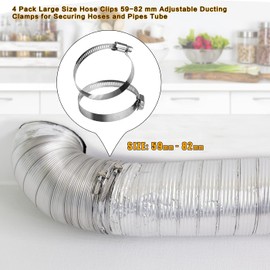 Oumuik Jubilee Clips Hose Clips Stainless Steel 8Pcs Drive Hoses Hose Clamps Suit for Securing Hose Connections, 59-82mm