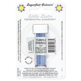Sugarflair Purple Sparkle Edible Lustre Dust, Add a Lustrous Shine to Cakes or Decorations. Brush On or Add Rejuvenator to Create Eye-Catching Edible Paint, Gives Shine to Your Bakes - 2g