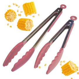 Starpack 'Get a Grip' Silicone Kitchen Tongs for Cooking (2Pcs) - BBQ Tongs for Grill Heat Resistant to 600°F - Stainless Steel Tongs w/Non Stick Silicone Tips - 9 Inch,12 Inch Tongs for Serving Food