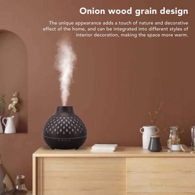 400ml Aromatherapy Humidifier Onion Wood Grain Aroma Humidifier Colorful Light
