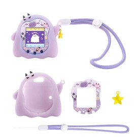 BUBBLELOGUS Luminous Silicone Case for Tamagotchi Uni, Soft Glow in The Dark TPU Protective Cover with Screen Decoration Protector and Adjustable Wrist Strap - Little Devil (Luminous Purple)
