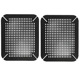 mDesign Adjustable Kitchen Sink Dish Drying Mat/Grid - Soft Plastic Sink Protector - Cushions Sinks, Stemware, Wine Glasses, Mugs, Bowls, Dishes - Quick Draining, Contours to Sink - 2 Pack - Black