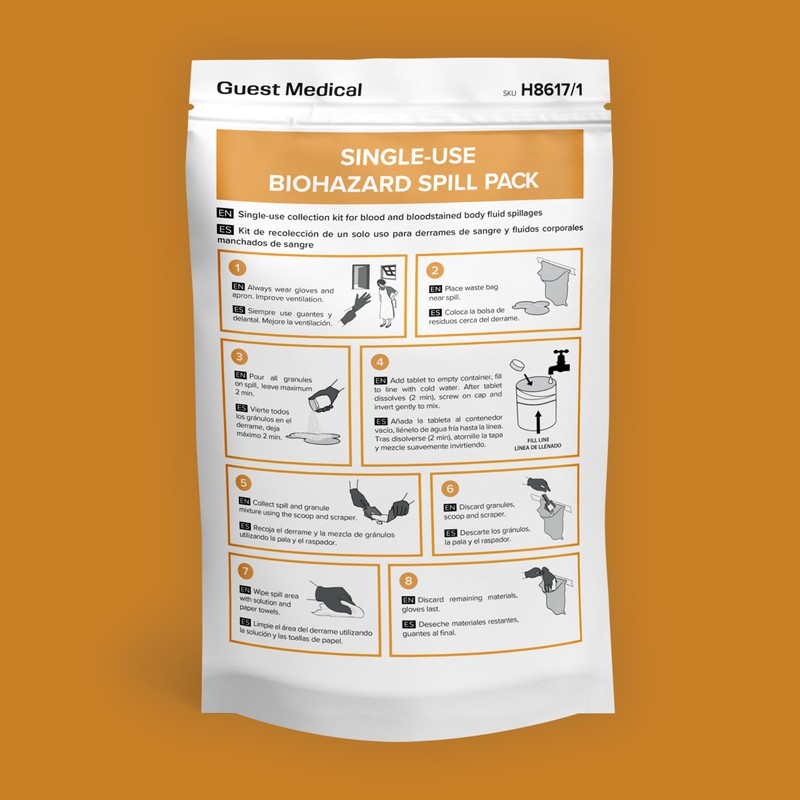 Biohazard Spill Pack, Blood Spill Pack, Spill Kit, Single-Use (1