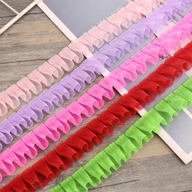 20 Yards 2.5 cm Lace Ribbon, Ruffled Lace Trim, Elastic Fabric Lace Trim, Vintage Lace Trimming, Decoration, for DIY Sewing Crafts Wedding Decoration Scrapbooking Gift Wrapping, White