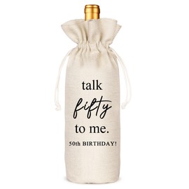 Socive 50th Birthday Wine Bags, 50 Years Old Gifts, 50th Birthday Gifts for Men Women, Birthday Party Decoration Wine Bag, Wine Bag Gift for Husband Wife Friends Sisters Dad Mom(5SW099)
