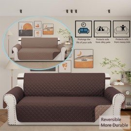 Luxshare Home Reversible Oversized Sofa Covers Couch Cover Furniture Protector for Dogs Elastic Straps Water Resistant(XLSofa Chocolate/Taupe)