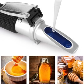 Honey Refractometer, XRCLIF Portable Hand Held Honey Tester with LCD Display(Baume:38-43°;Brix:58-92%;Water:12-27%), Sugar Content Meter for Honey Fruit Beverages etc.