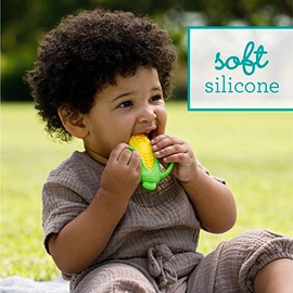 Infantino Lil' Nibbles Mordedor de silicona texturizada, sin BPA, suave y fácil de sostener, estimulación sensorial para bebés, maíz