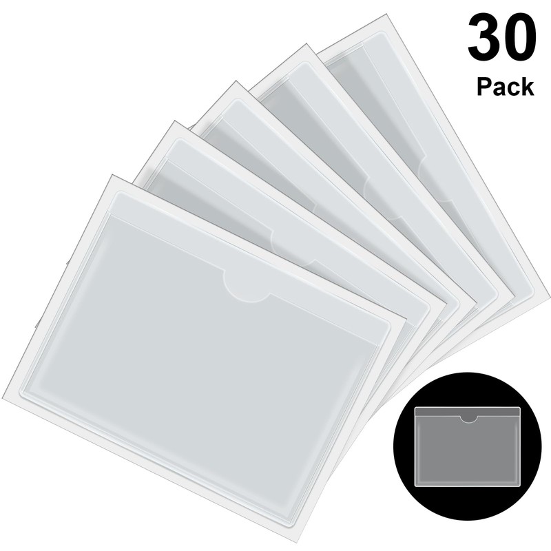 Chinco 30 Pcs Self Adhesive Pockets, Bin Labels for Storage