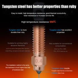 Quick-Swap Tungsten Carbide Nozzle 0.4mm for Creality K1C/Ender3 V3 3D Printer, High Thermal Conductivity Abrasion Resistance (K1C, 0.4mm)