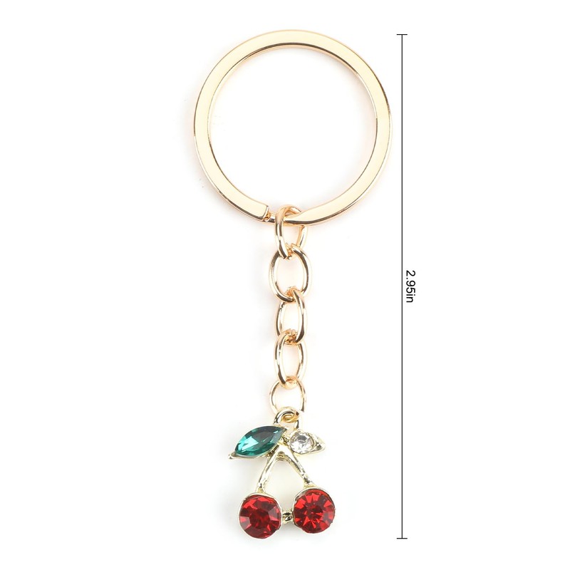 MUCOOS Small cherry key ring, decorated with delicate small rhinestones,