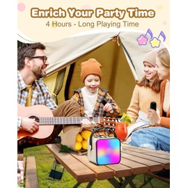 BlueFire Kids Karaoke Machine, Mini Karaoke System with 2 Karaoke Microphones, Portable Karaoke Speaker System with Mic and Colorful Lights for Home Party(Off-White)