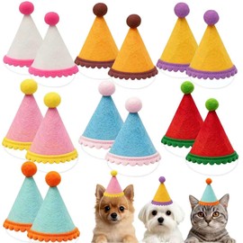 AZY 14pcs Mini Party Hats for Stuffed Animals, Birthday Party Cone Hats Dolls Dog Cat Rabbit Puppies Assorted Animal Birthday