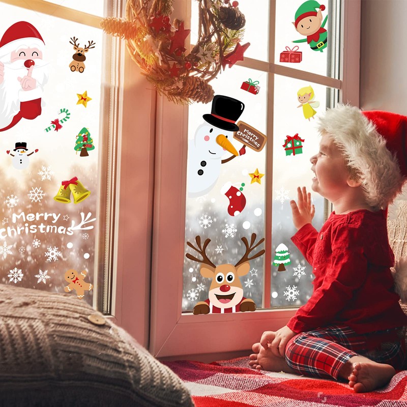Bigqin Window Stickers for Christmas Winter Window Decoration Snowflake Stickers,