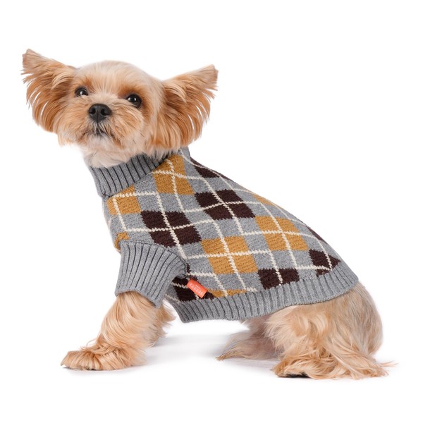 KYEESE Dog Sweater Diamond Plaid Small Dog Sweater with Long