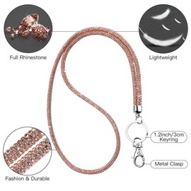Soleebee Card Holder Lanyard Bling Rhinestone Lanyard with Key Ring Crystal Collar Women's Necklace Kit for Key Ring ID Card Holder (Champagne)
