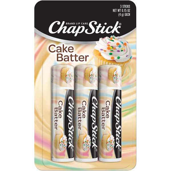 Chapstick Cake Batter Flavor, Flavored Lip Balm Set, Limited Edition, Pack of 3 Lip Balm Tubes, 0.15 Ounce Each