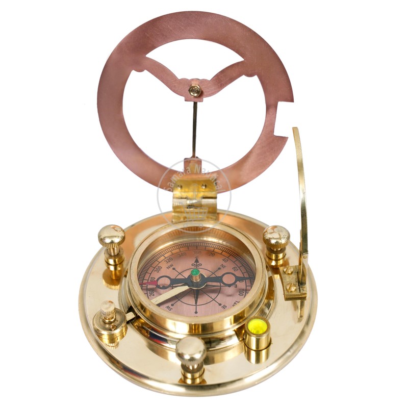Antique Brass & Copper Sundial Compass, Sundial Clock in Box