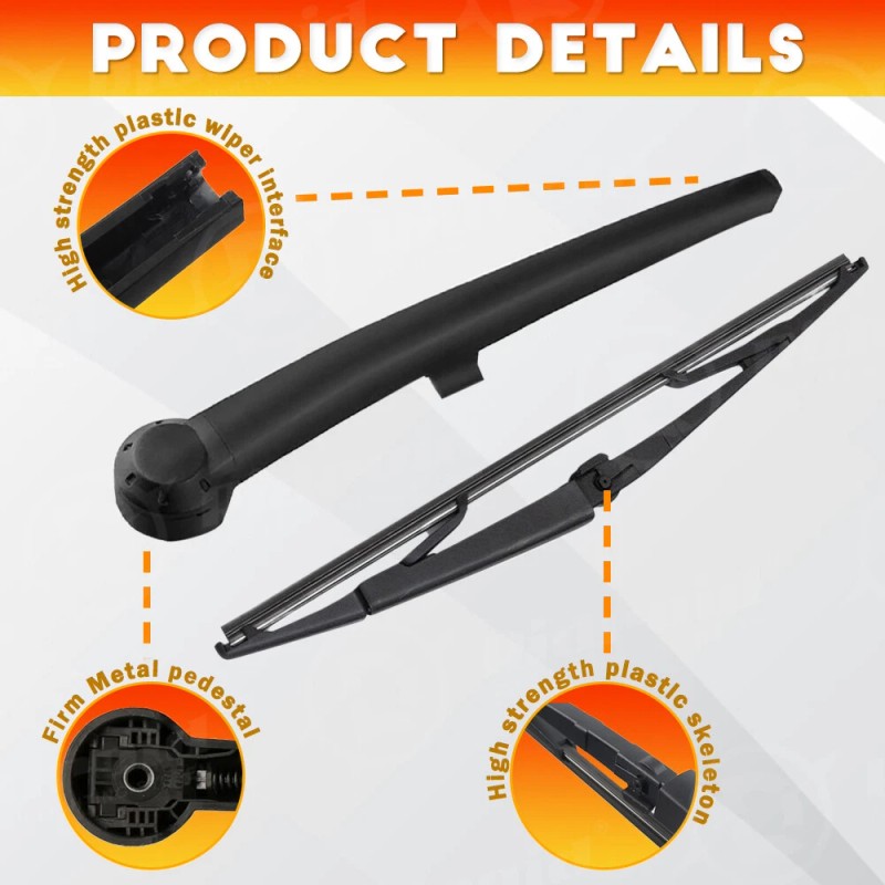 RIDROID Back Rear Wiper Arm & Blade Set For Jeep