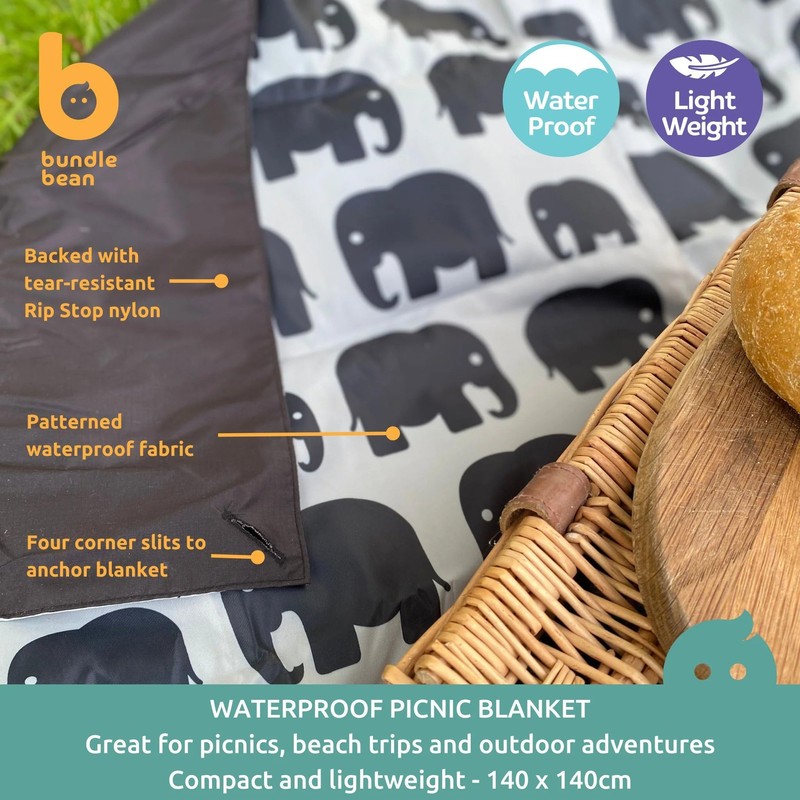 BundleBean Waterproof picnic blanket – Lightweight and compact beach mat,
