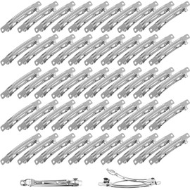 50Pcs French Barrette, BetterJonny Silver Hair Clips 2.36in Metal Curl Clips Blank Hair Pins for DIY Hair Accessories Making