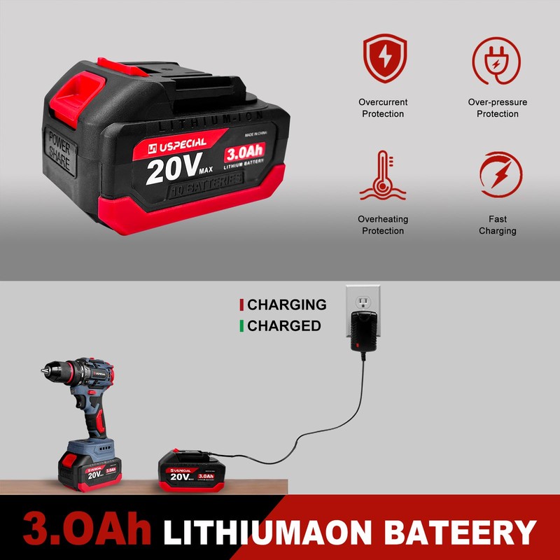 20V Cordless Brushless Power Drill Set, 443 in-lbs, 3/8-Inch Chuck