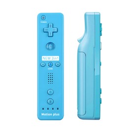QUMOX Remote Game Control, Built-in Motion Plus Remote and Nunchuk Controller with Silicon Case for Wii and Wii U (Blue)
