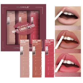 KARLOR Lipstick Set, 3 Pieces Matte Lipstick Pink Nude Tones Lipstick Set Nude Colours Liquid Lipstick Moisturising Lip Gloss Pink Red Lipstick 24 Hours Hold