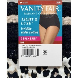 VANITY FAIR Women’s 3-Pair Radiant Brief Underwear Panties Nylon Blend Size M/6