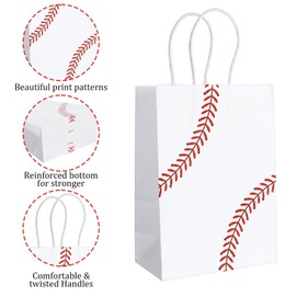 Meyeyaia 30 PCS Baseball Party Bags White Baseball Snack Bags for Theme Games Day Sports Bag Birthday Party Decorations Supplies