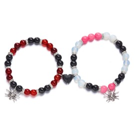 LuLiyLdJ Spider Love Magnetic Attraction Couple Stretch Bead Bracelet, Bracelet for Girls, Bracelets, Charms, Pendants, Jewellery Bracelets, Birthday Gift for Women, Pack of 2, Clear, silver