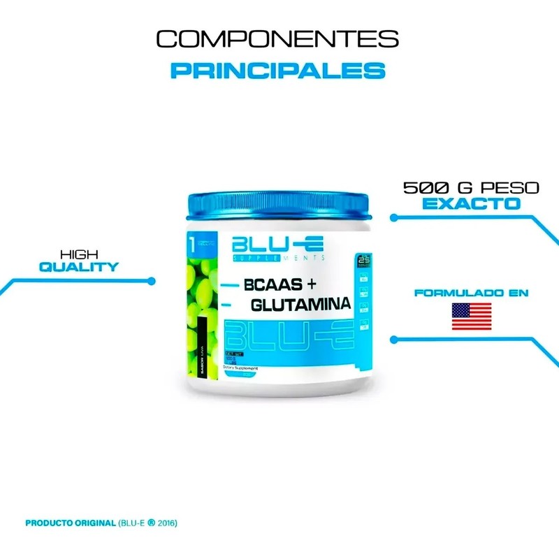 Aminoácidos Bcaas Glutamina Blue 1kg Varios Sabores