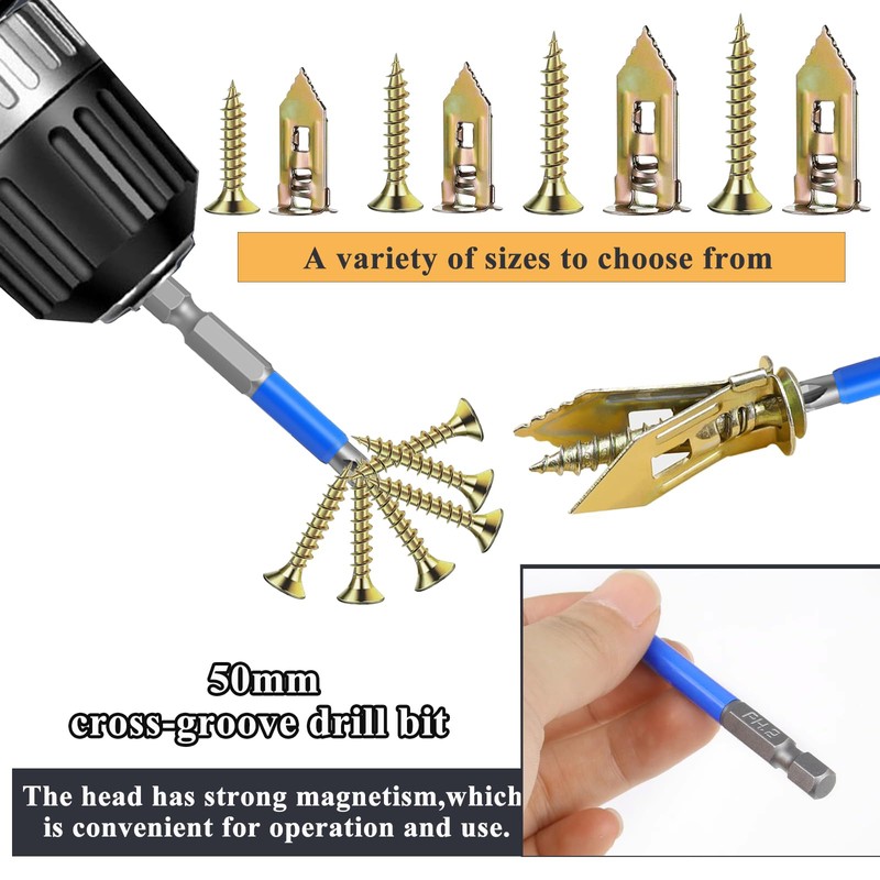 Sunxeke 410 PCS Self Drilling Drywall Anchors with Screws Kit