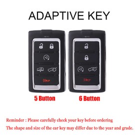 HIBEYO Key Fob Cover for Jeep Grand Cherokee Grand Wagoneer 2021 2022 Accessories with Keychians Leather Key Case Shell 6 Buttons-Black