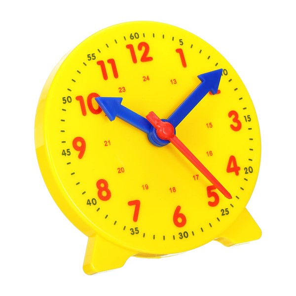 PATIKIL 4 inch Teaching Clock, Learn Clock Learning Tell Time Analog Clock Demonstration Clock 24 Hour 3 Pointers Geared Movement for Classroom Teacher, Yellow