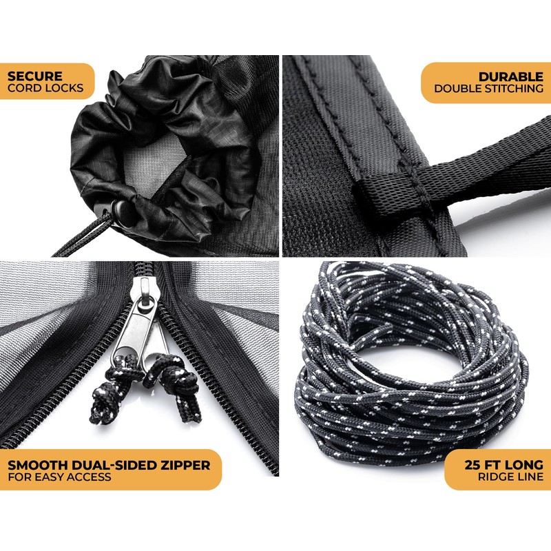 Foxelli XL Hammock Net – 12ft Net for Hammocks, Lightweight