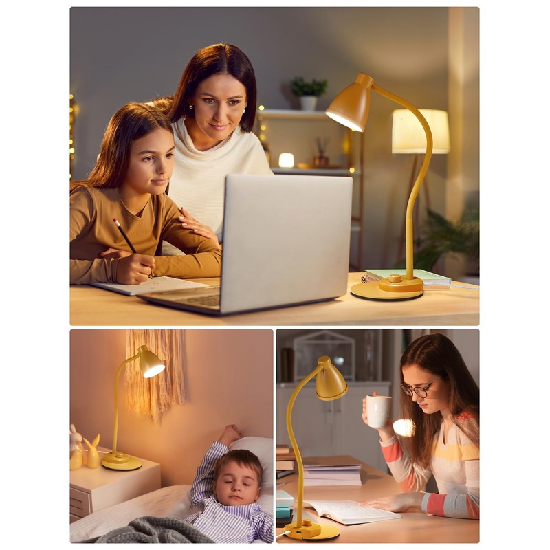 BOHON LED Desk Lamp with USB Charging Port, 3 Color