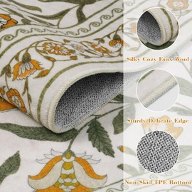 Collive Washable Kitchen Rugs, 2 x 3 Small Low Pile Entryway Rug Modern Soft Floral Bedroom Carpets, Yellow Vintage Boho Throw Mats Non-Slip Stain Resistant Bathroom Carpet for Door Mat, Kids Room