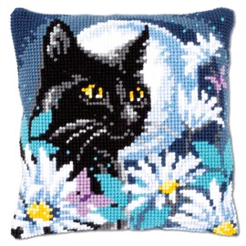 Vervaco PN-0148218 Cat at Night Cross Cushion Pre-Printed Cotton 40 x 40 cm Multi-Coloured