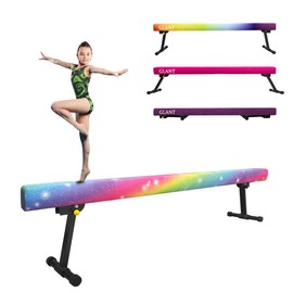 Sealoha 8ft Ultrasimple Adjustable&Foldable Balance Beam,High-Low Floor Beam Suede Gymnastics Equipment,No Tool Require, Gymnastics Beam for Training&Professional HomeTraining (8FT, Starlight)