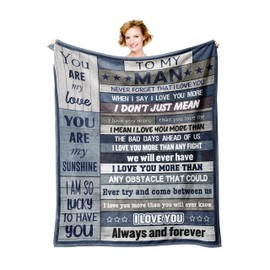 Xutapy Gifts for Husband Boyfriend Blanket 60’’x50’’, Boyfriend Husband Birthday Gifts, Anniversary/Christmas/Valentines Gift for Him, I Love You Present for Him
