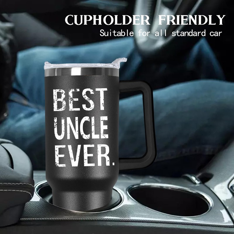 Ceovfoi 40 oz Uncle Tumbler with Handle Lid and Straw,Black